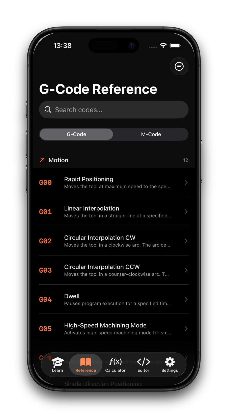 G-Code Guru Find the code app screen